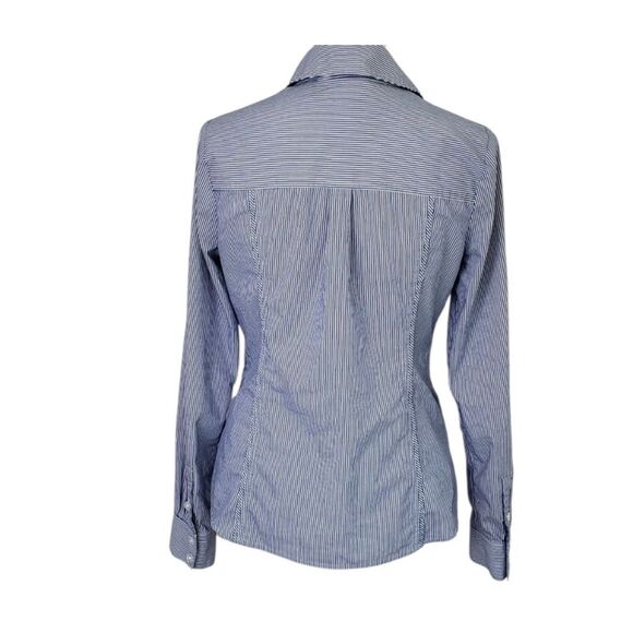 ✨White House Black Market Stripe Poplin City Camp Button Down Sz 8 Shirt✨ - Picture 3 of 11